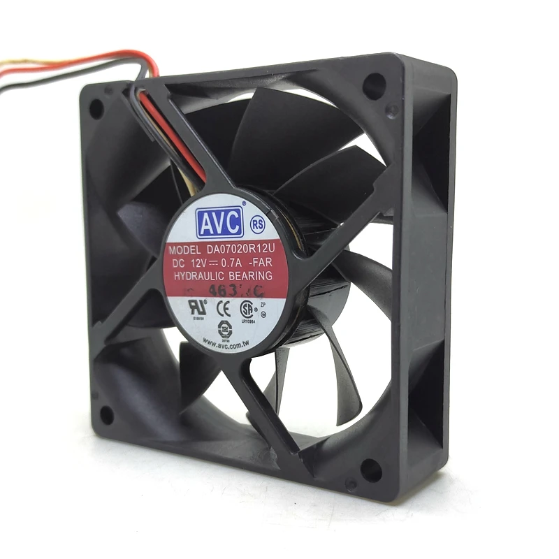 2pcs 70mm Fan For AVC 7020 da07020r12u 12v 3line large air volume speed measuring computer case power supply CPU cooling fan