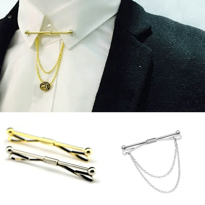 مشبك ربطة عنق للرجال بإبزيم قميص وياقة واقفة ومشبك ربطة عنق مع ملحقات ربطة عنق شرابة