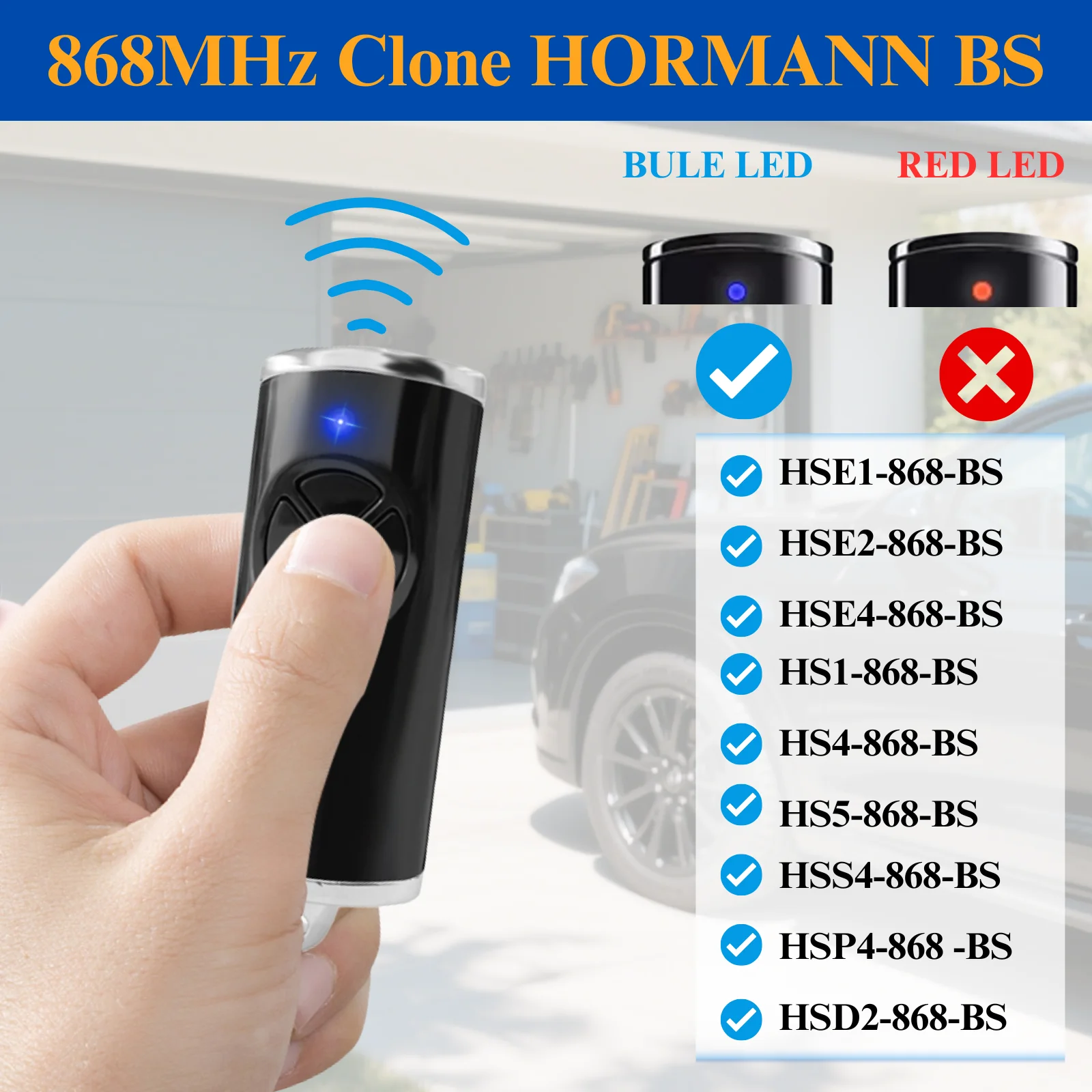 868MHz Handheld Transmitter Clone HSE4-868-BS Compatible Original Hormann Bisecur command HSE2 HS1 HS4 868 BS Remote Control