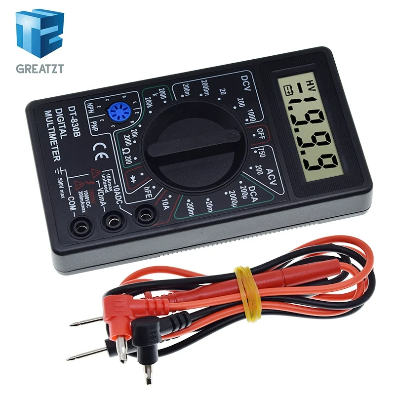 GREATZT DT830B Digital Multimeter AC/DC LCD Digital Multimeter 750/1000V Voltmeter Ammeter Ohm Tester High Safety Handheld Meter