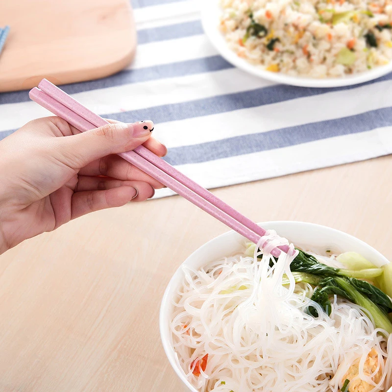 Baguettes chinoises en paille de blé, ustensiles de cuisine, pour sushi, réutilisables, 1 paire