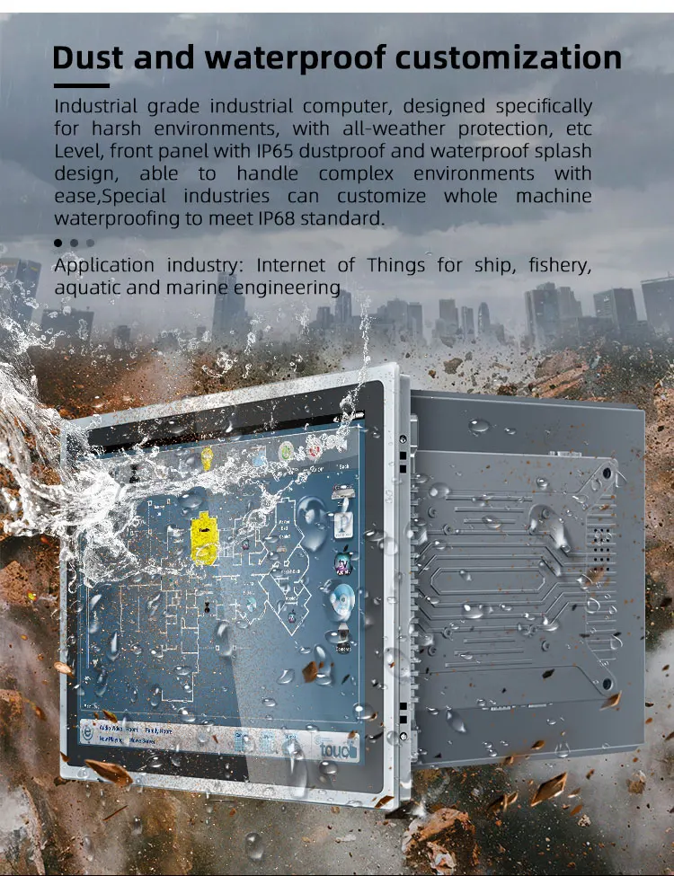 Win11 Capacitive Touch Screen PC 15 17 19 Inch Intel N97 8G 128G Embedded Wall Mount Automation IP65 PC CNC Factory Price
