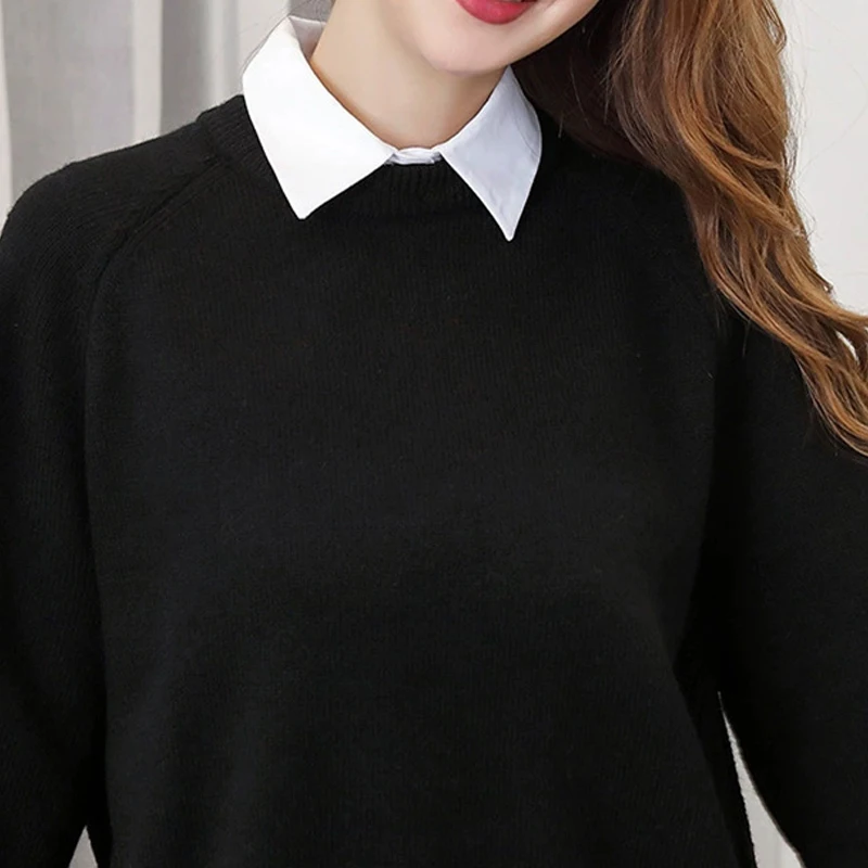 Fake Collar for Womens Cotton Deep V-neck Shirt Detachable Decor Collar Autumn and Winter Matching Sweater Cardigan False Colla