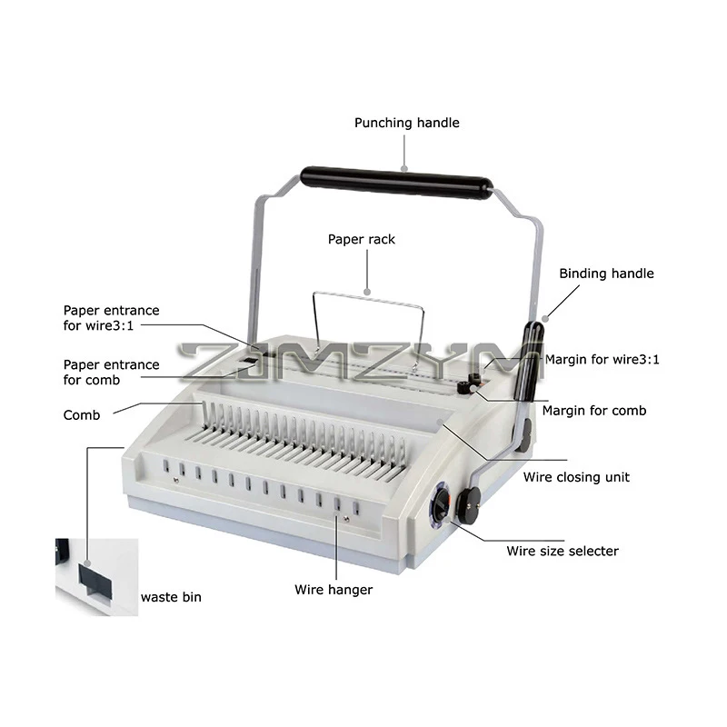 Manual Spiral Wire Binding Machine, Metal Punching Hole, Photo Album, A4, A5 Paper Binder, Hole 3x8mm, 4x4mm 제본기 스프링