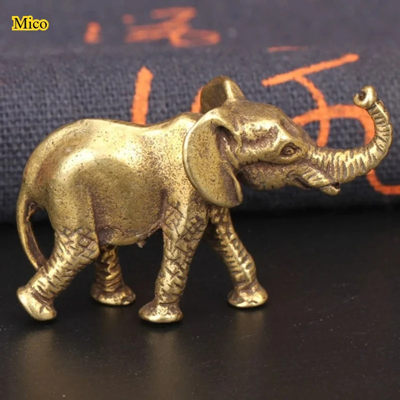 

Antique Bronze Minature Elephant Figurines Tea Pet Table Ornament Decorations Solid Copper Animal Crafts Home Decor Living Room