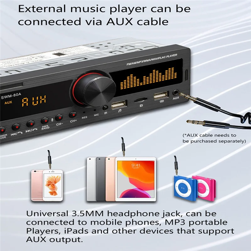 

Y43A-Single DIN Wireless MP3 Player USB Charging Vehicle Front Remote Control Vehicle Radio Multimedia