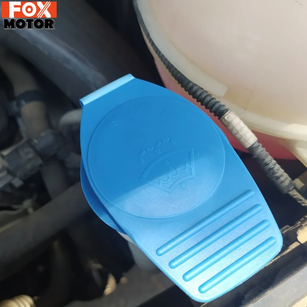 Car Windshield Washer Fluid Bottle Reservoir Cap Cover 1K0955455 For VW Audi Golf Scirocco T5 A4 A6 Q5 Q7 Engine Bay Blue Cover