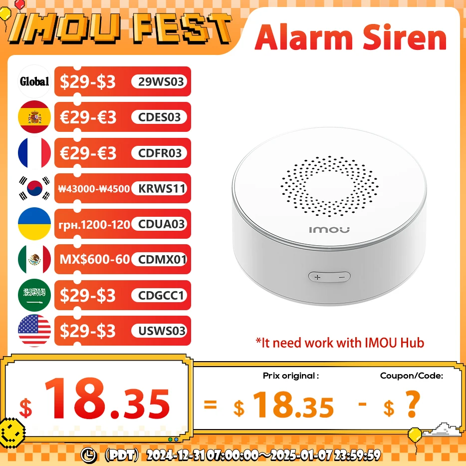 IMOU WiFi Alarm Siren Smart Life 85dB Loud Speaker ZigBee 3.0 with Strobe Flash Siren Long Endurance for Home Security System