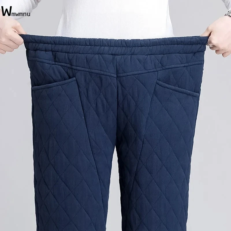 

Elastic High Waist Casual Baggy Winter Pantalones Ankle Oversize Quilted Harem Trousers Mother's Thick Cotton Warm Pants Women