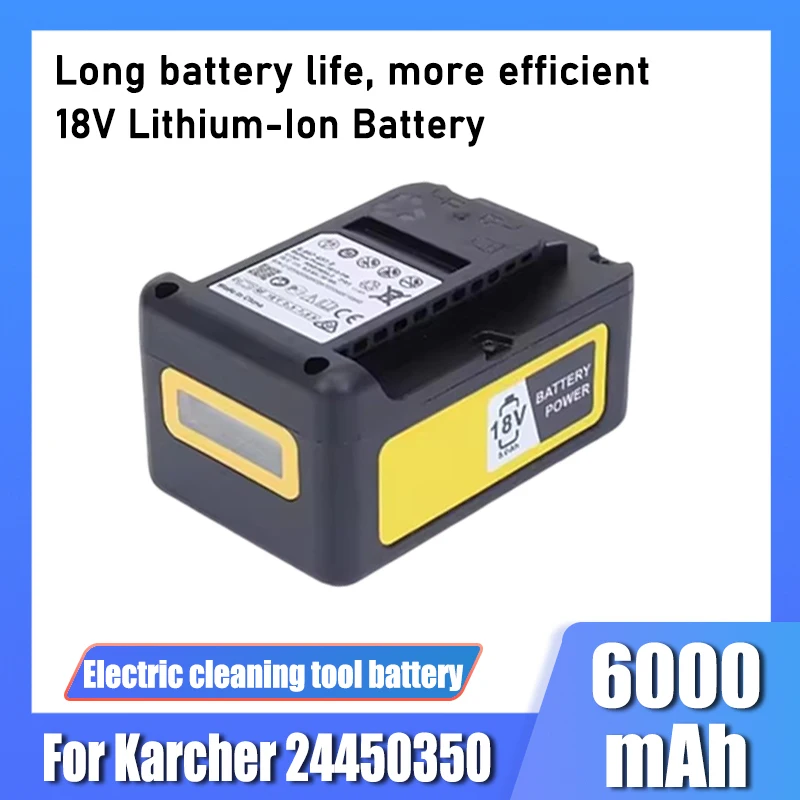 18V 6000mAh Karcher electric cleaning tool for battery replacement, 24450350, with LCD display