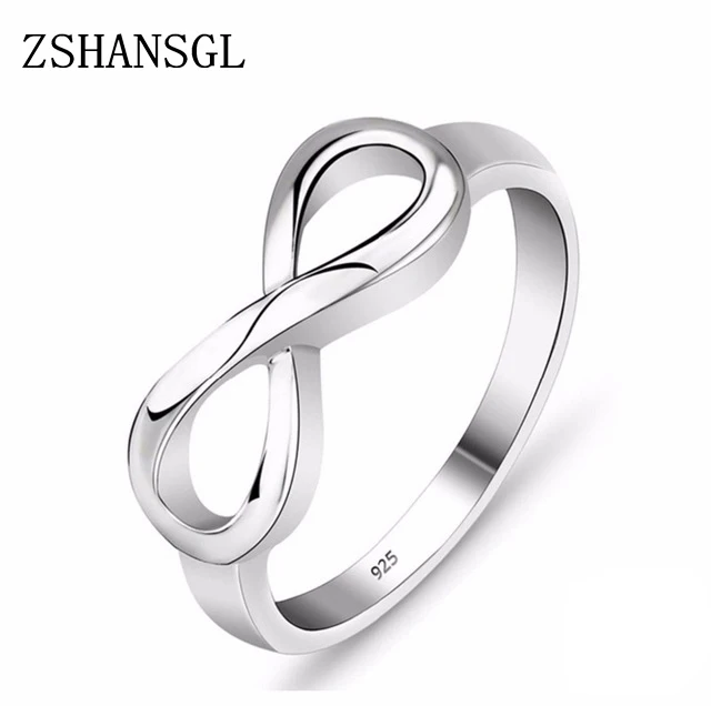 Fashion 925 Sterling Silver Filled Ring Infinity Eternity Endless Love Gift Rings for Women Wedding Jewelry Gift Anillos Mujer