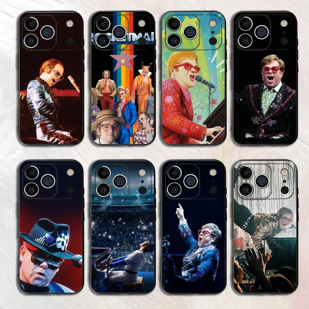 

E-Elton J-John Classic Rock Star Silicone Phone Case For iPhone 17,16,15,14,13,12,11 X XR Plus Pro Max SE Shockproof Soft Cover