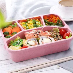 1pc Lunch Box Square Four Compartments Student Lunch Box Fast Food Box Snacks Dry Fruit Box Snack Plate