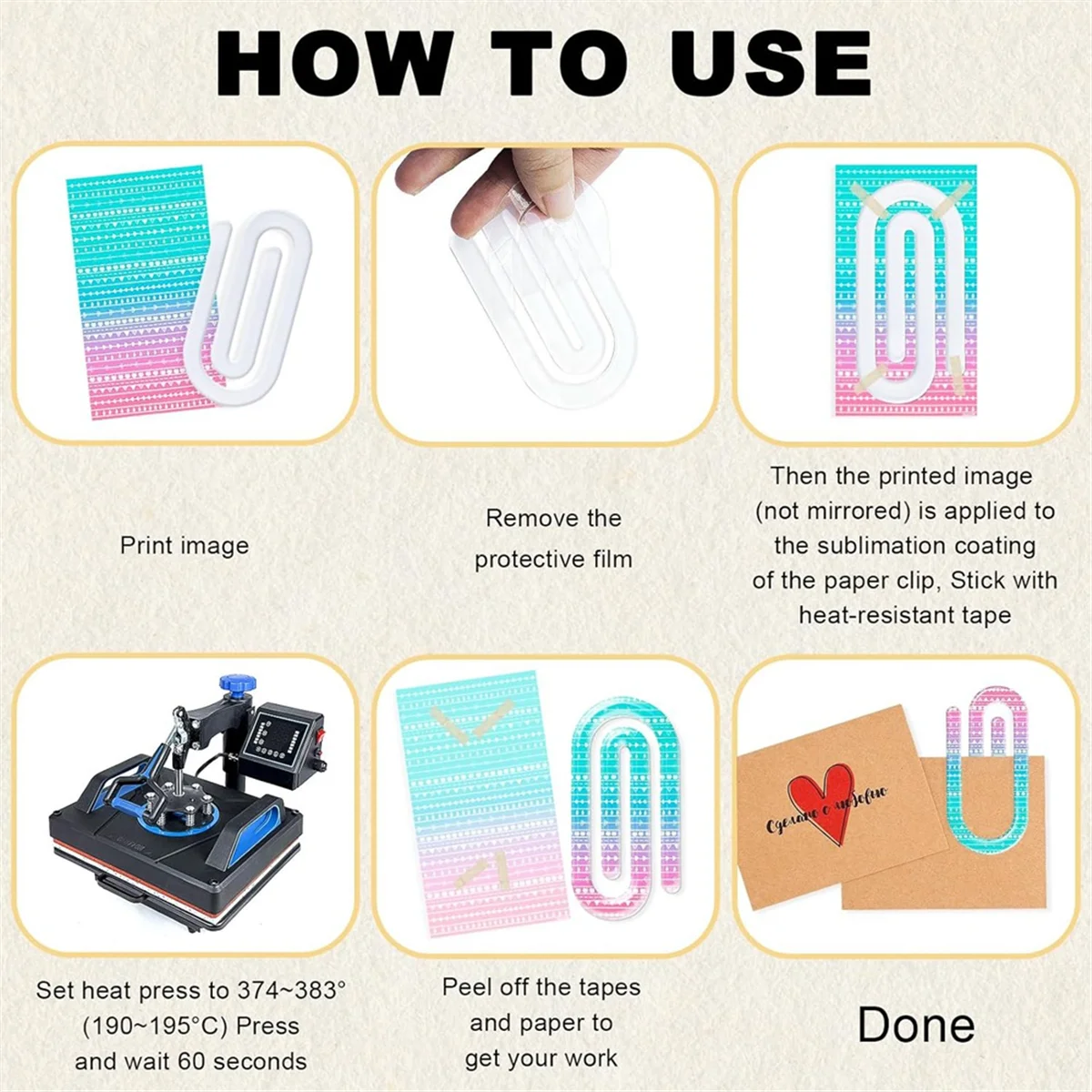 AA98 10 Pack Sublimation Blanks Acrylic Paper Clips, 4 Inch X 2 Inch Jumbo Paper Clips Clear for Heat Transfer DIY Design