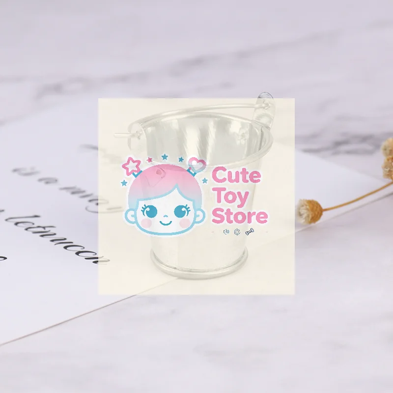 1/6 1/12 دمية مصغرة دلو معدني ديكور مطبخ صغير لعبة التظاهر اللعب