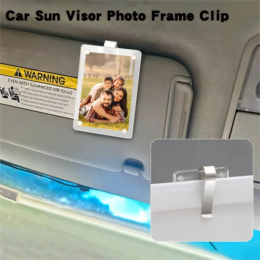 

Car Sun Visor Photo Holder General Transparent Magnetic Personalization Photo Clip Automobile Decoration Supplies 2PCS