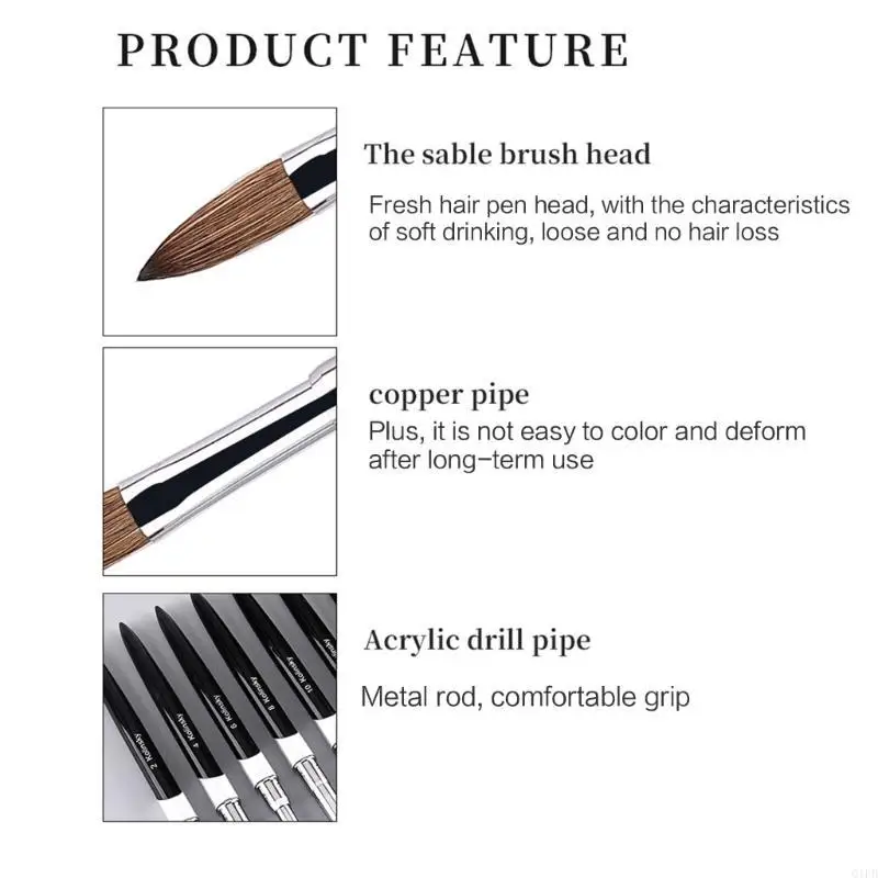 

Q1FB Kolinsky Acryl Brush Acryl Brush UV -гель для ручки ручки