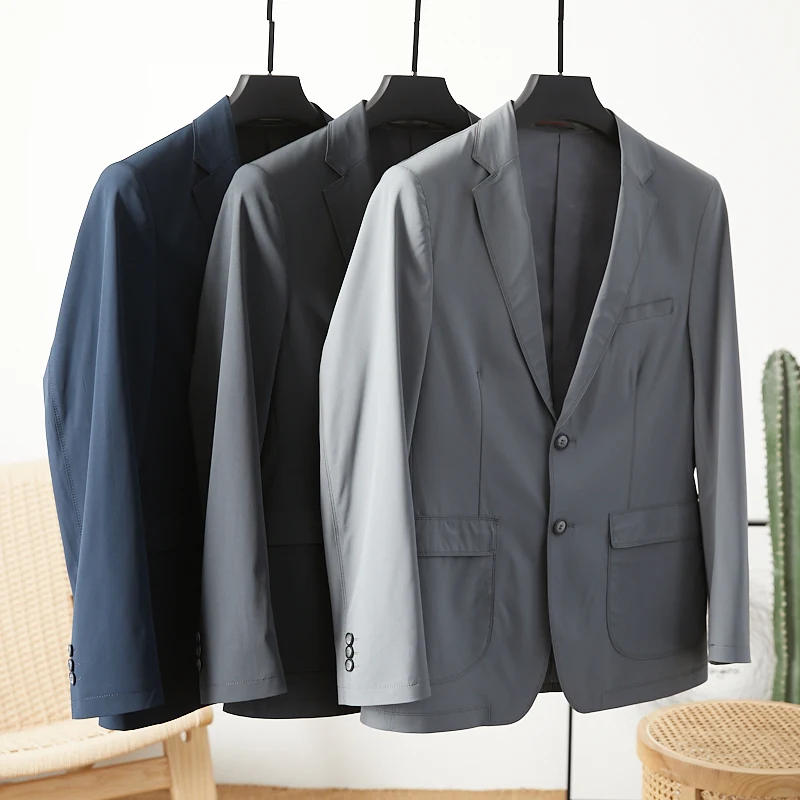 

Элитный мужской деловой повседневный костюм из импортной ткани (в warp и weft), модный городской стиль, с длинными рукавами, без разрезов