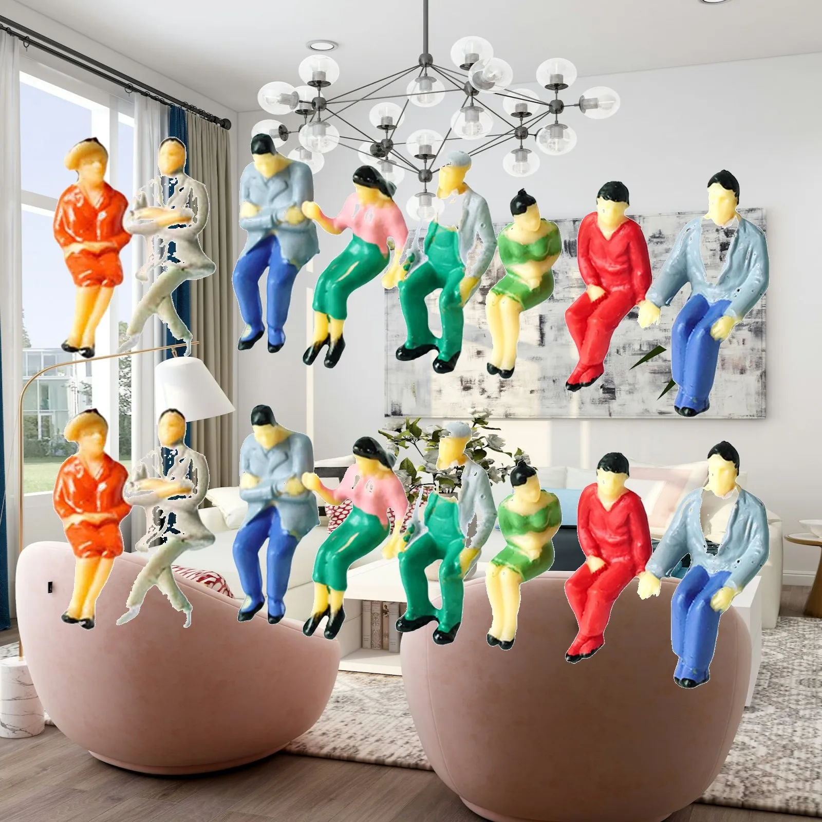 14Pcs Hand Painted Figures Gift,Photography Tiny Diorama Figures,Miniature People Figurines for Game Indoor Dollhouse Collector