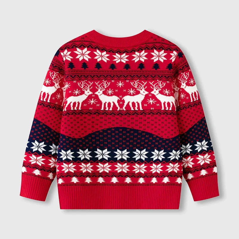 2025 New Christmas Sweater Children's Fashion Jumper Boys Girls Autumn Top Winter Warm Vintage Xms Pullover Bottoming Shirts