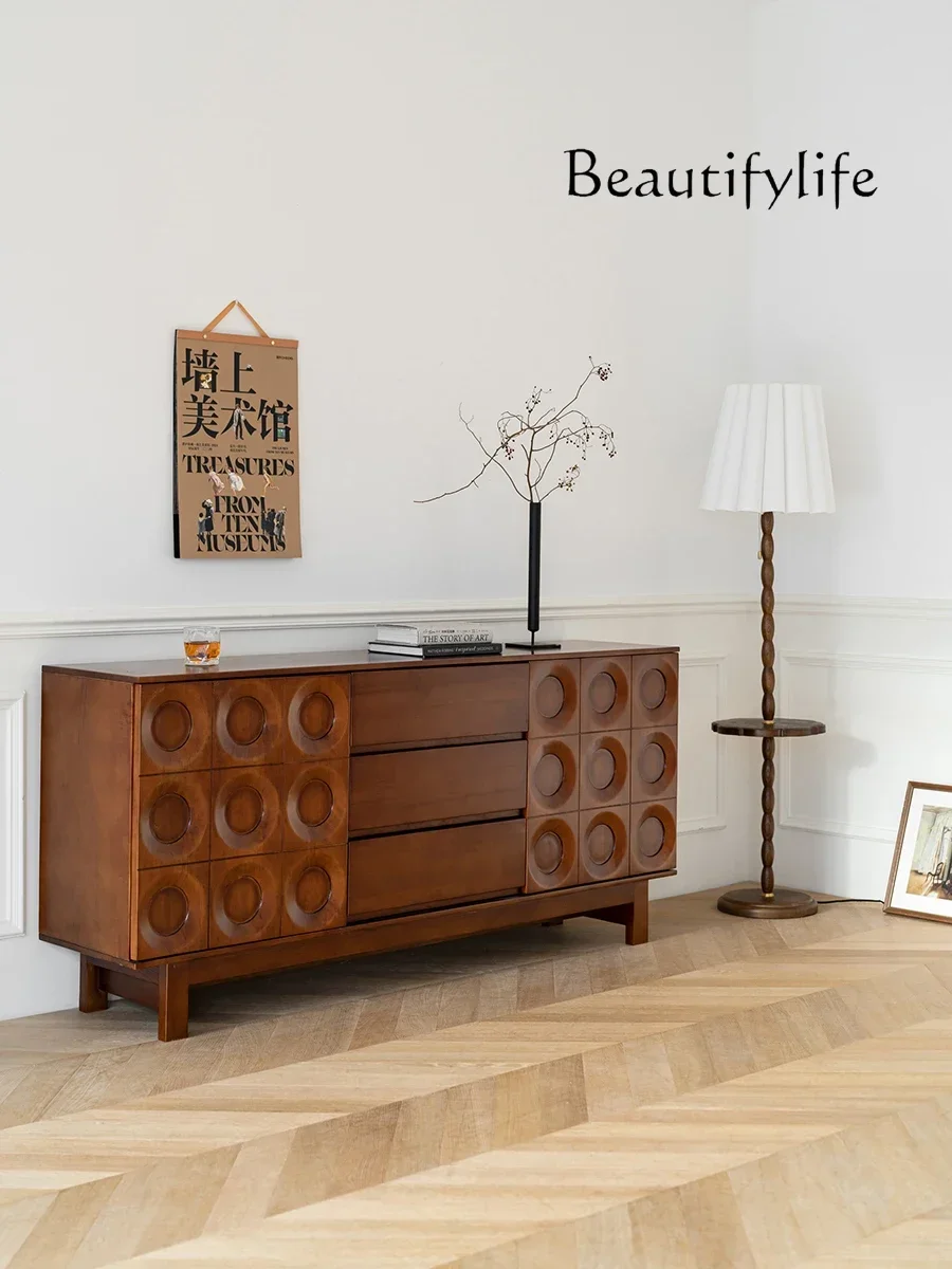 

Simple Solid Wood Sideboard Living Room Storage Wall Locker Retro Design Side Cabinet