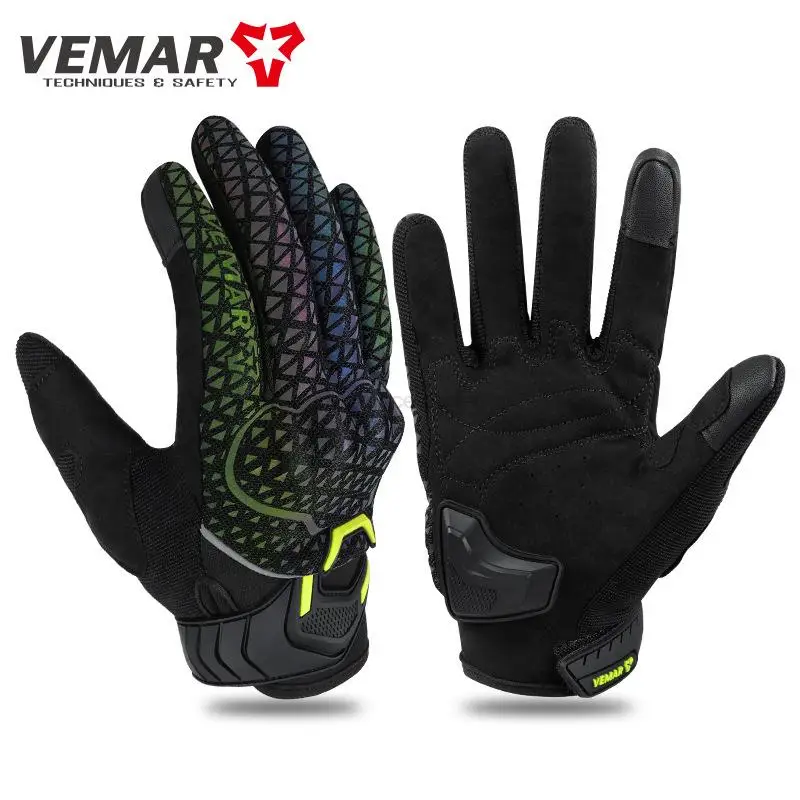 Men Reflective Motorcycle Gloves Guantes Moto Touch Screen Motorbike Motocross Riding Gloves Moto Breathable Riding Gloves