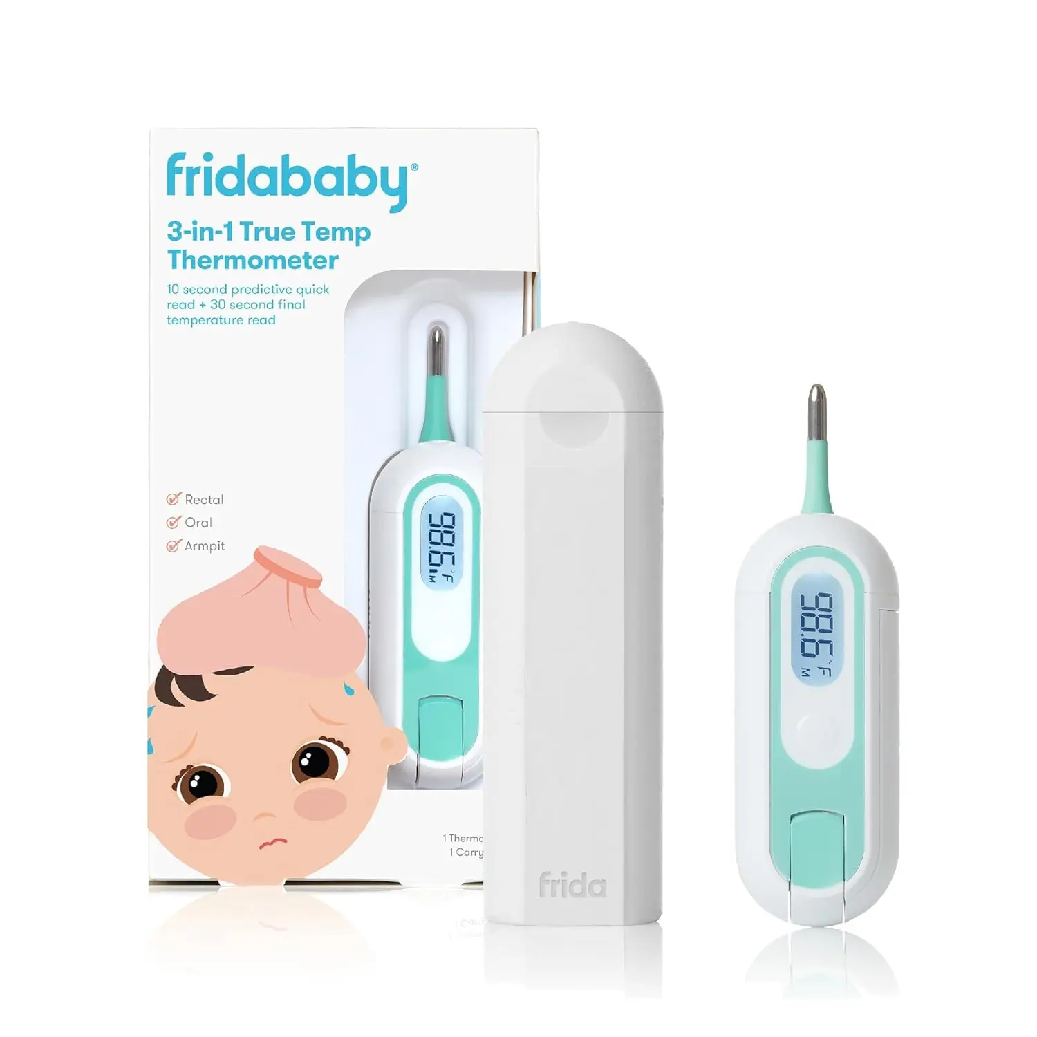 

3-in-1 Digital Thermometer for Kids: Rectal, Oral & Underarm Use with Travel Case