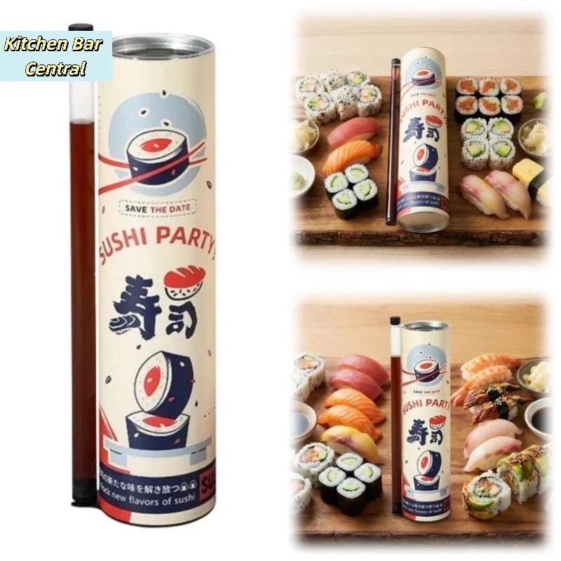 【3Pcs Round Sushi Push Box With Sauce Straw Sushi Mold Cone Push Up Paper Bucket Packaging Paper Box Bento Accessories】