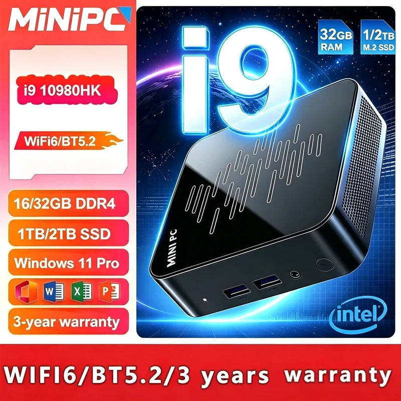 ミニpc-インテル-core-i9-10980hk-windows-11-16-32gb-ram-1tb-2tb-ssd-wifi-6-bt52-4kディスプレイ-ホームオフィス、学習、ゲーム用コンピューター