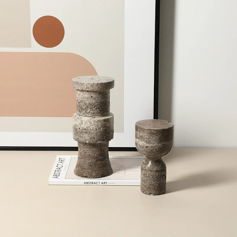 Wabi Sand retro style creative cup-shaped marble candlestick exhibition hall homestay entrance dining table home decoration