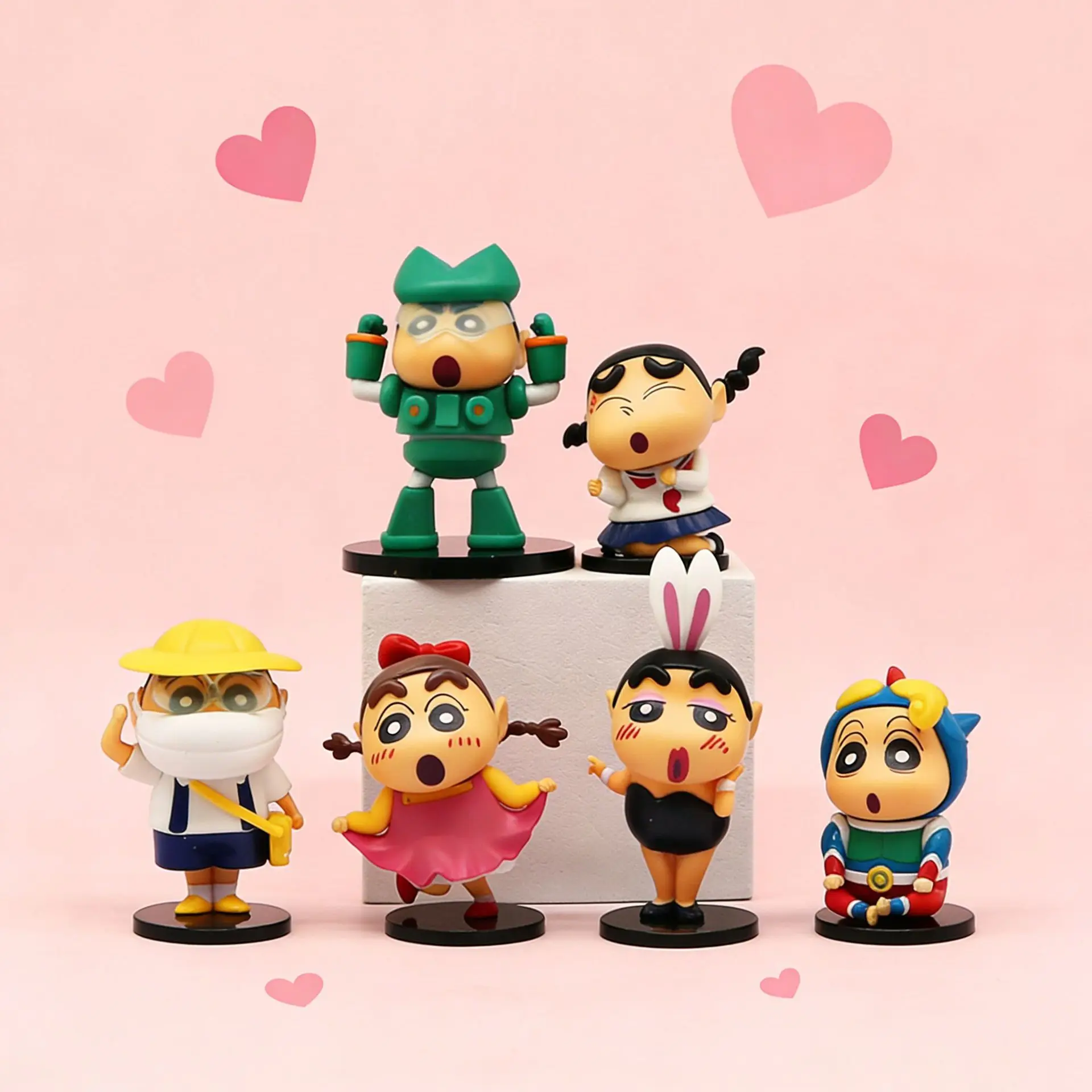 6-teiliges Set Anime Crayon Shin-chan Figuren Lustiges Party-Sammlermodell Puppe Fangeschenk