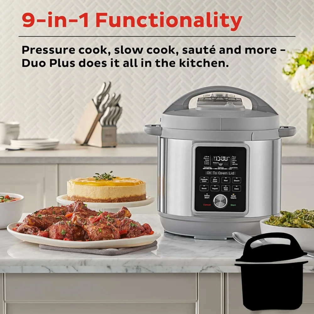 8-Quart Slow Cooker, Warmer & Sterilizer, App with Over 800 Recipes, Stainless Steel, Quiet 9-in-1 Electric Pressure Cooker