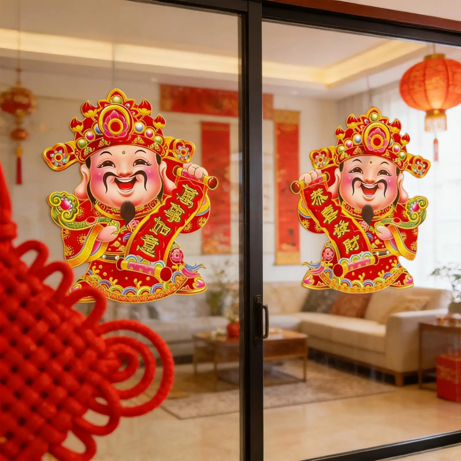 Happy New Year Window Stickers Blessing Decals Chinese Stickers For Family Home Spring Festival Lunar New Year Window Decor