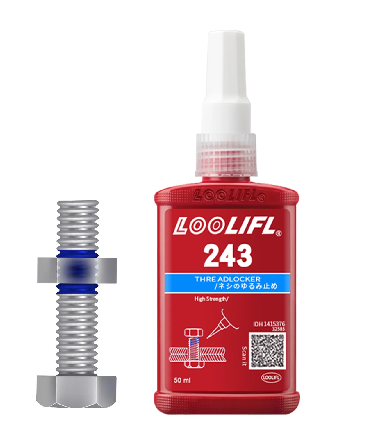 243 Blue Medium Strength Threadlockers, Universal Thread Adhesives, For All Metal Threaded Components, Removable Waterproof