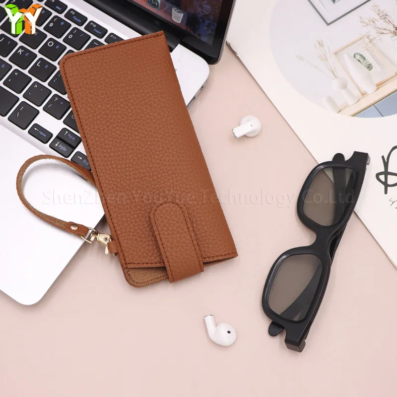 YY RTS Fashion Eyeglasses Cases Bag Simple PU Leather Sunglasses Cover Durable Eyeglass Hanging Wallet