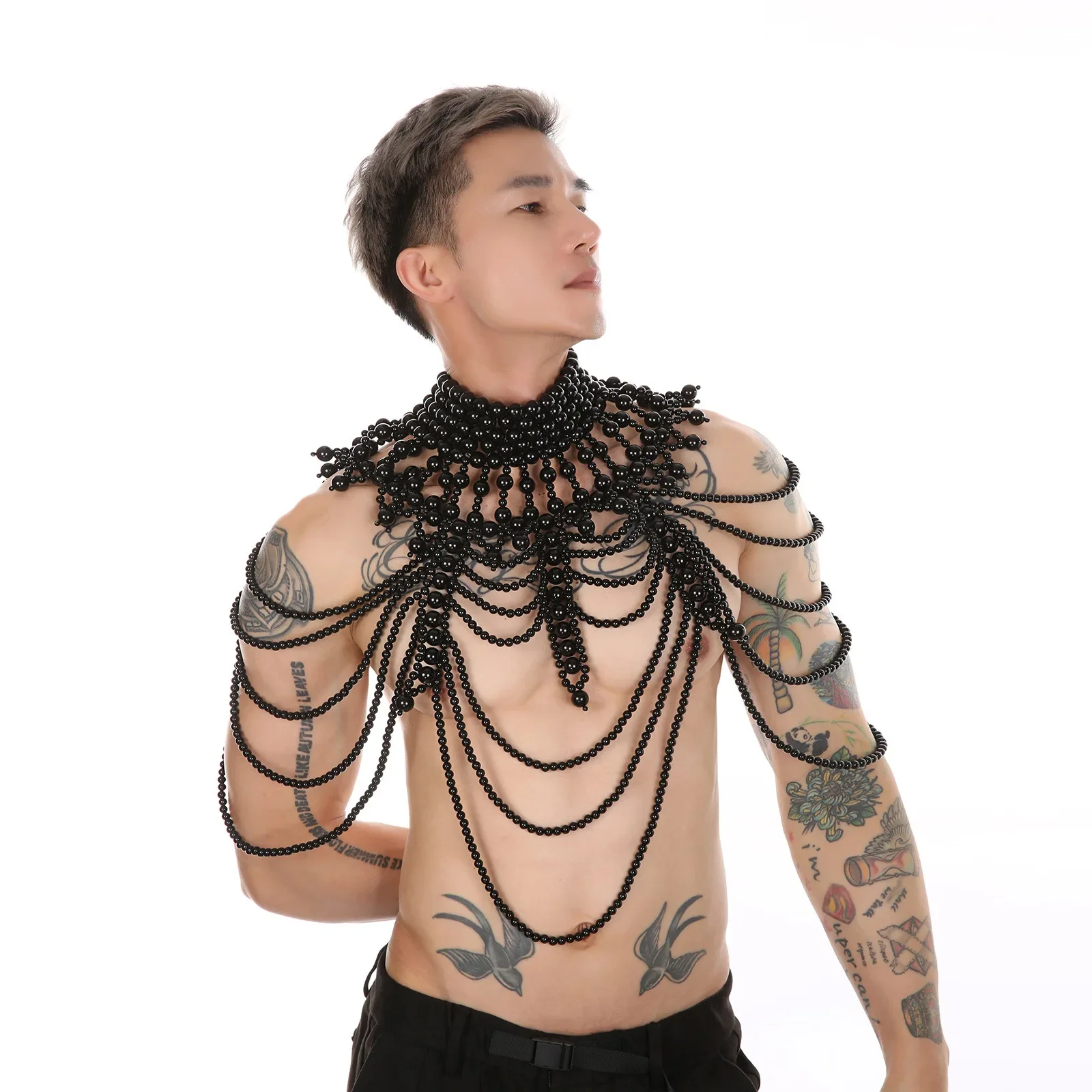 

Fashion Imitation Pearl Body Chain Women Men Shoulder Bra Chain Bikini Top Festival Lingerie Wedding Party Chest Dress Jewelry