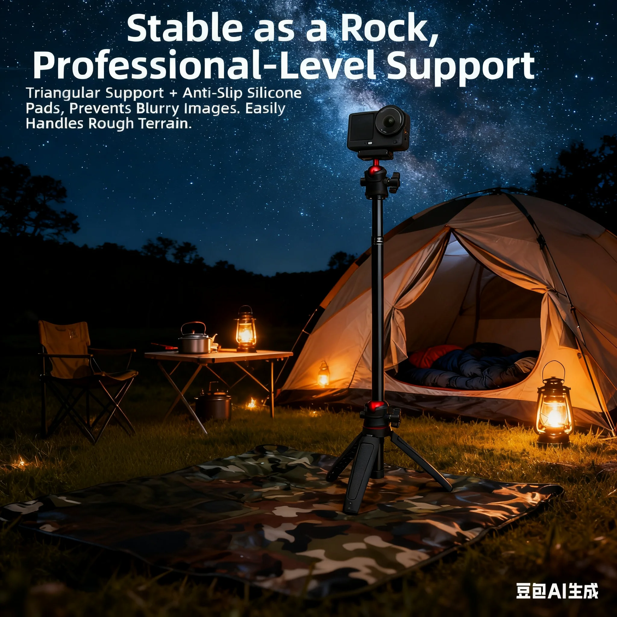 Foldable Desk Tripod For DJI Osmo-Action 6/5Pro Magnetic Ball Head Folding Selfie Tripod Stand For Sports Camera Camping Tools