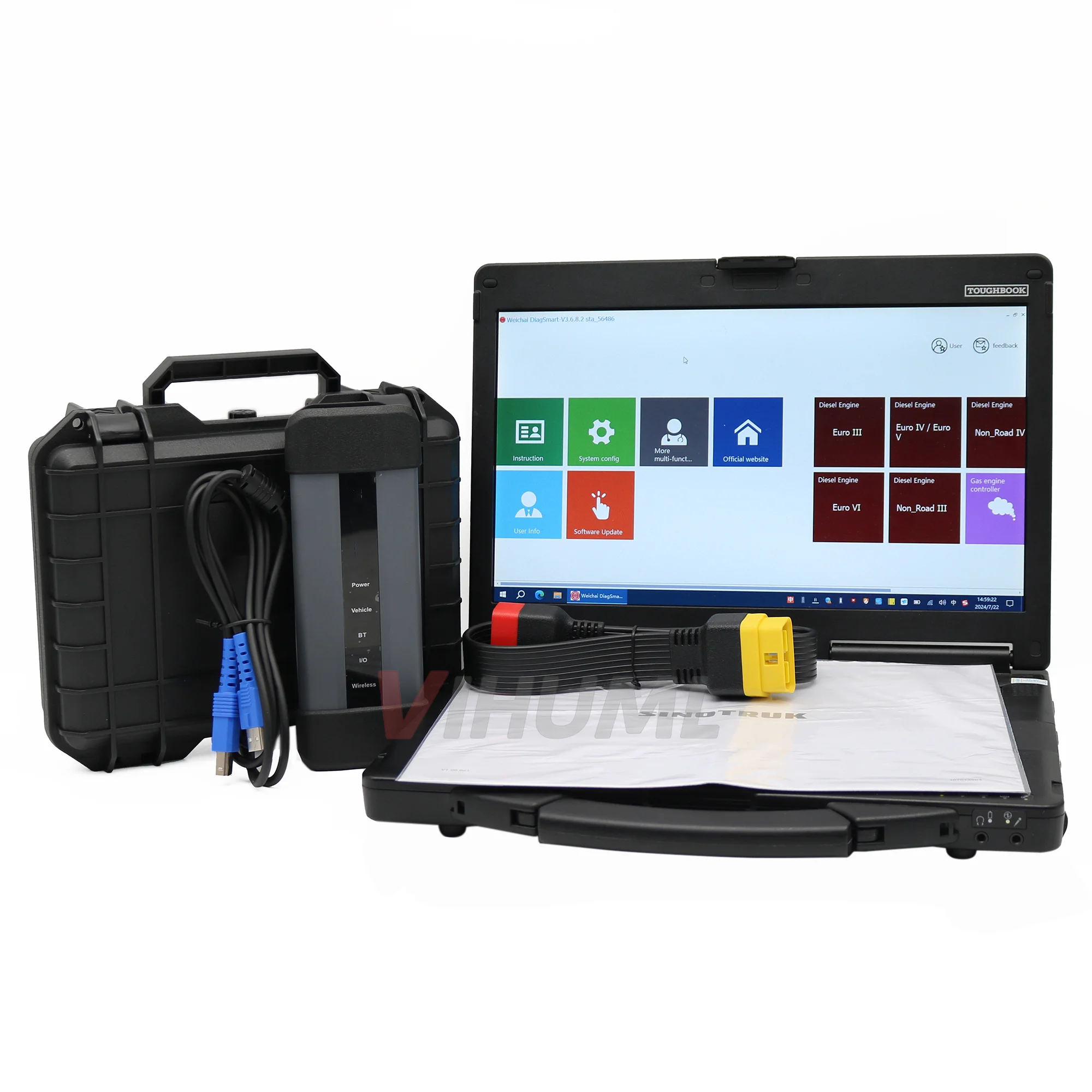 For Sinotruk HOWO SHACMAN Weichai Truck Diagnostic Tool ECU Scanner OBD Engine Fault Code Reader with Software  Laptop