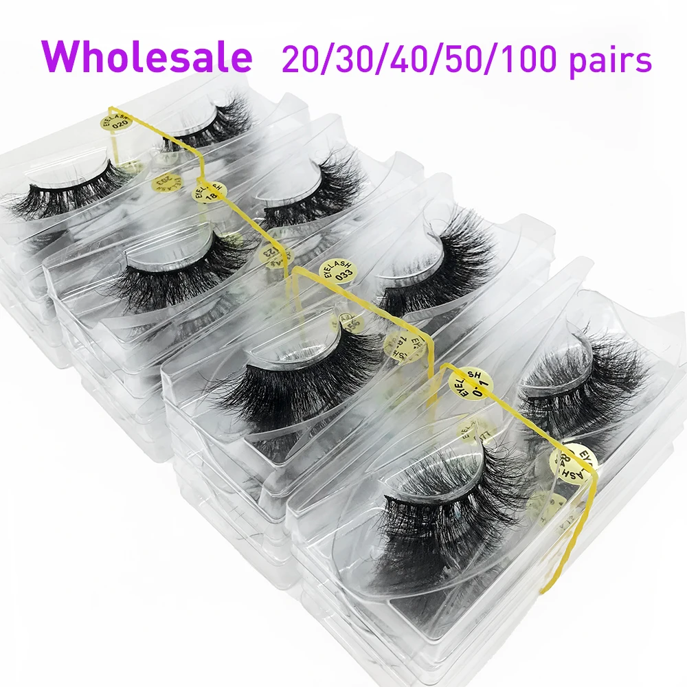 3D Mink Lashes Wholesale 20/30/40/50/100Pairs False Eyelashes Full Strip Lashes Handmade Premium Mink Hair Multi-use Makeup