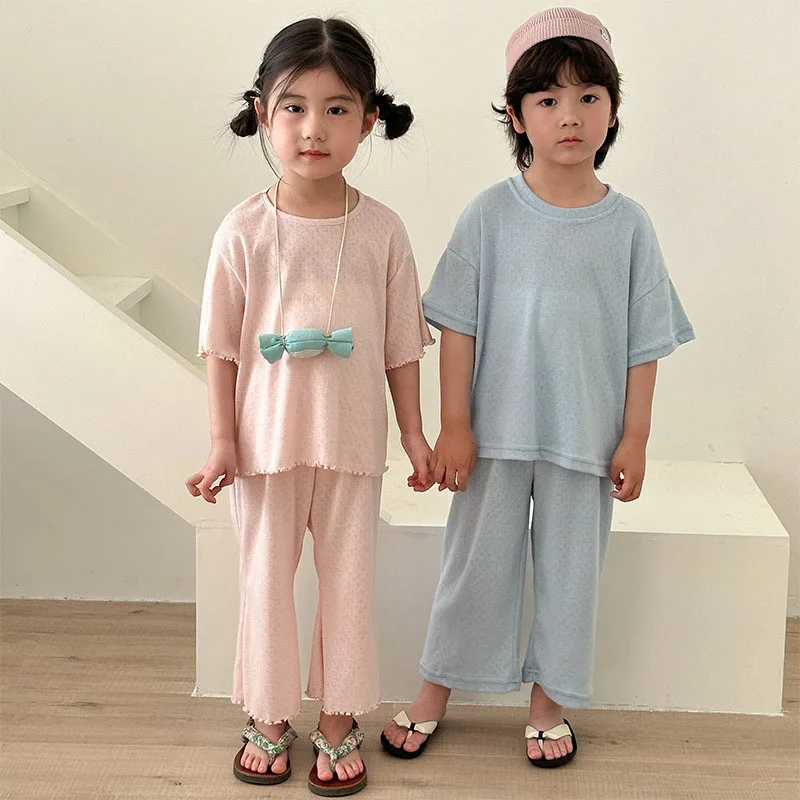 MILANCEL New Summer Kids Clothes Set Boys Cute Starfish Letter Home Suit Children Girls Thin Style Pajamas