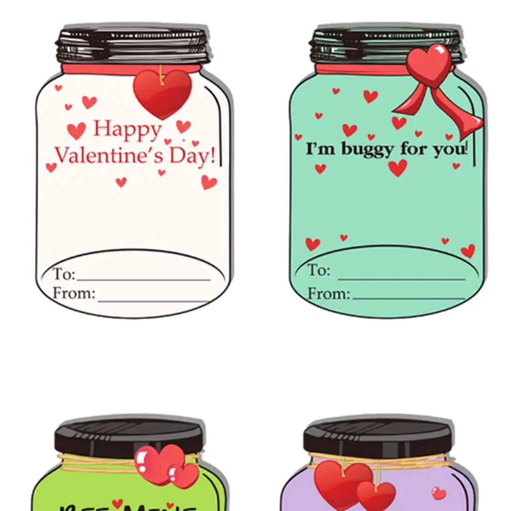 Paper Valentine Cards with Envelopes Stickers Bottle Shape Love Notes for Kids School Classroom Exchange Party Favors Supplies