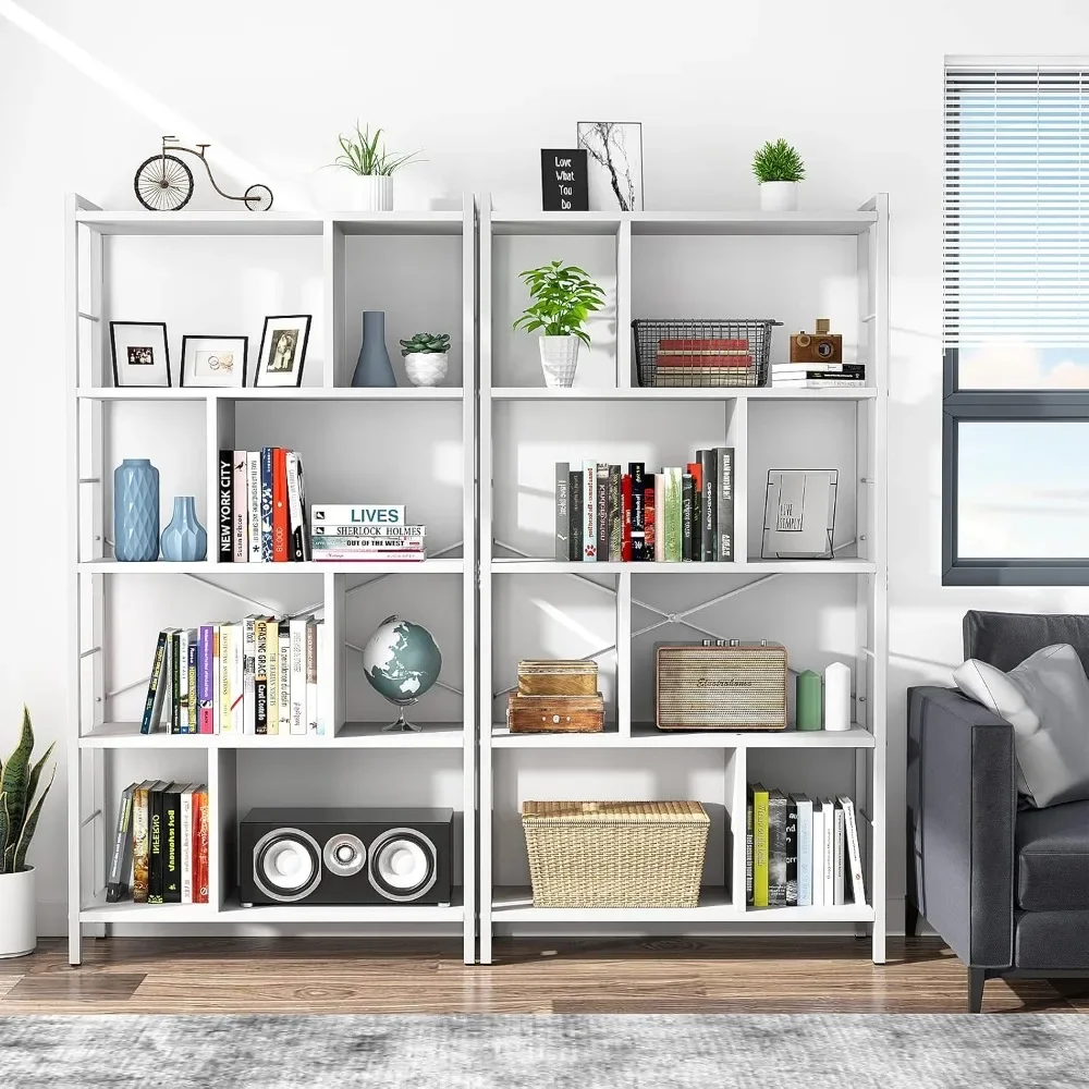 White bookshelves, 8 three-dimensional spaces for bedrooms, living rooms, offices, bookshelves in simple and modern style.