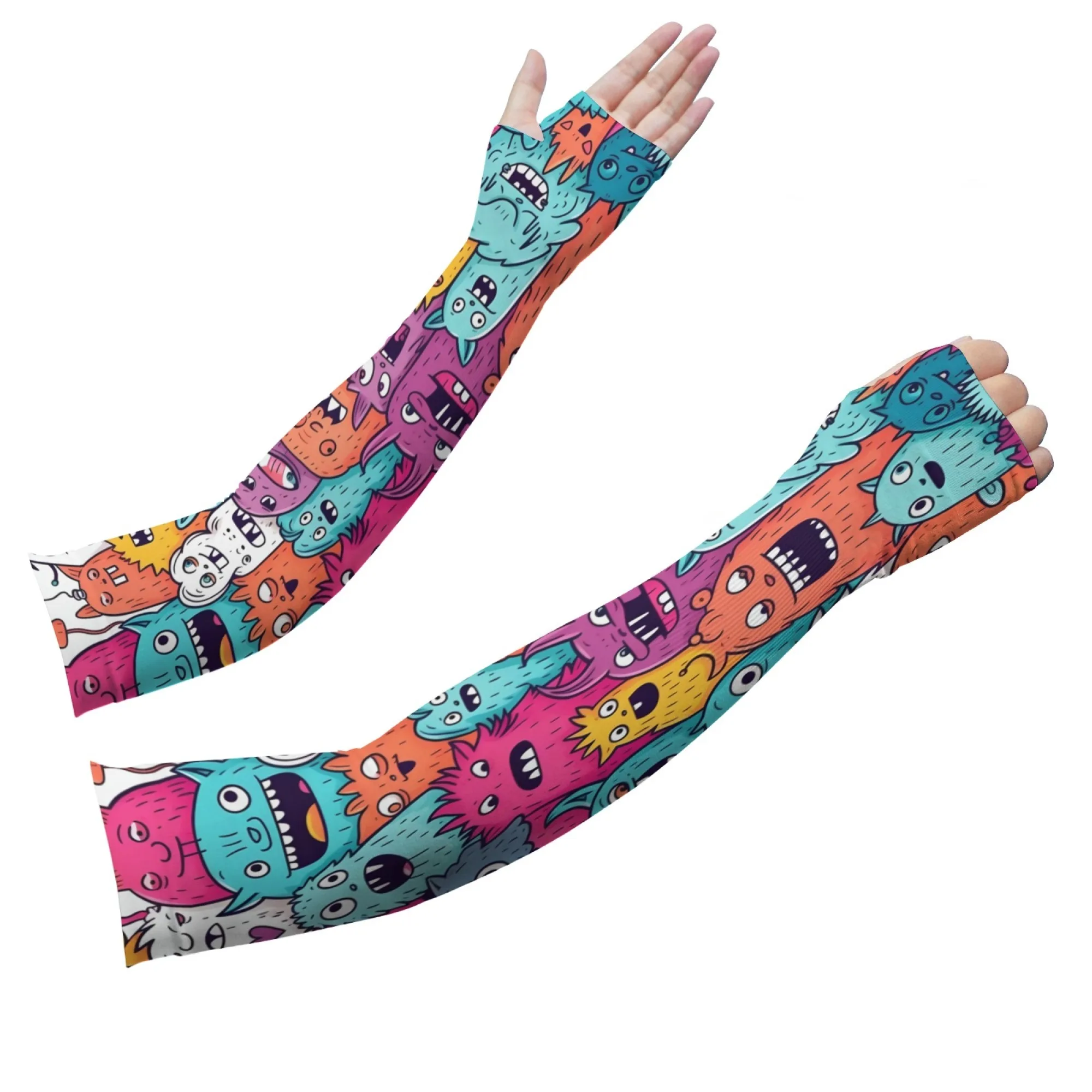 

Cartoon Monster Quirky Unisex Arm Sleeves Comfortable Lightweight Sleeves for Summer Outdoor Running Fitness Outdoor Activities