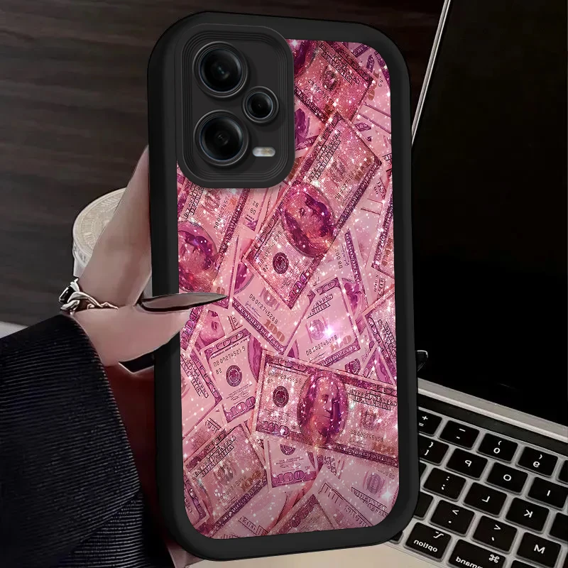 حافظة بتصميم الأوراق النقدية بالدولار الوردية لهاتف Xiaomi Redmi Note 13 14 12 11 Pro Plus 5G 12S 11S 10s 10 9 Redmi 14C 13C 12C 12 4G A3 A3X #6