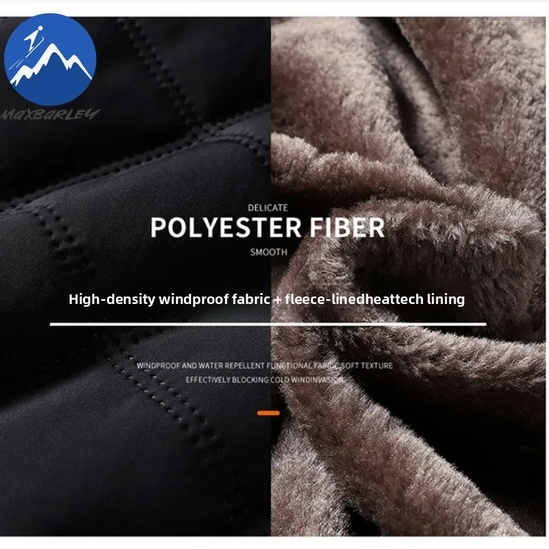 Maxbarley 2025 Winter Fleece Warm Jacket Men Casual Retro Thick Windproof Cotton Padded Jacket Camping Stand Collar Padding Coat