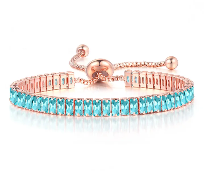 Iced Out Crystal Tennis Armbanden Voor Vrouwen Mannen Zwarte Rechthoek Zirconia Verstelbare Ketting Hiphop Sieraden Groothandel DZH051