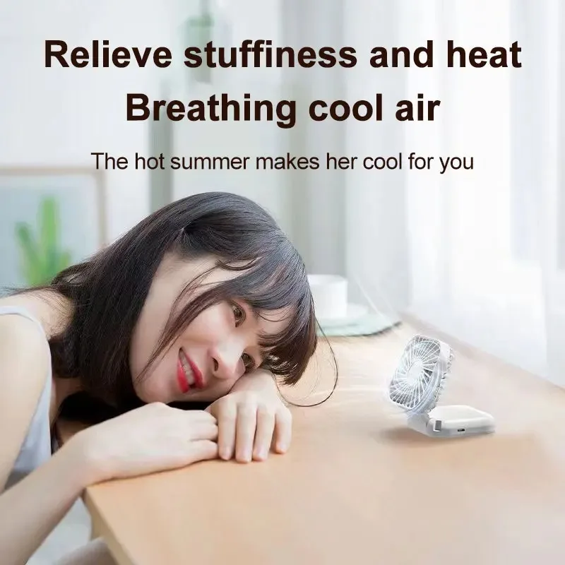Mini Handheld Fan Mute Foldable Fan Multi-functional Turbine Fan USB Rechargeable Portable Hanging Neck Fan Mini Table Fan