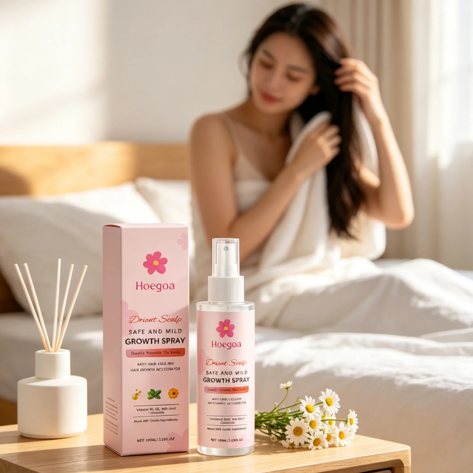 Hoegoa Hair Growth Spray Deeply Nourishing Lock in Moisture Plant Extracts Lightweight Gentle Strengthen Hair Care Spray 100ml