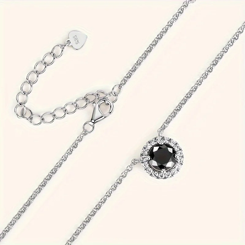 1pc 1Carat Elegant 925 Sterling Silver Moissanite Pendant Necklace, A Stylish Accessory for Men and Women, and A Sophisticated.