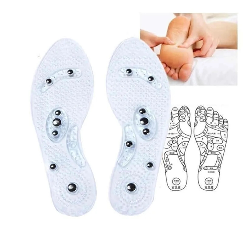 Unisex Magnetic Massage Insoles Foot Acupressure Shoe Pads Therapy Slimming Insoles  for Weight Loss Transparent Foot massage